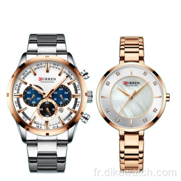 Couple montre ensemble Curren montres pour homme et femme montre minimaliste hommes 2021 Relogio Masculino montre-bracelet d&#39;affaires pour les amoureux